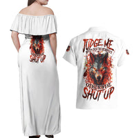 Judge Me When Wolf Couples Matching Off Shoulder Maxi Dress and Hawaiian Shirt - Wonder Print Shop
