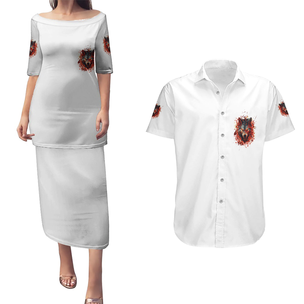 Judge Me When Wolf Couples Matching Puletasi Dress and Hawaiian Shirt - Wonder Print Shop