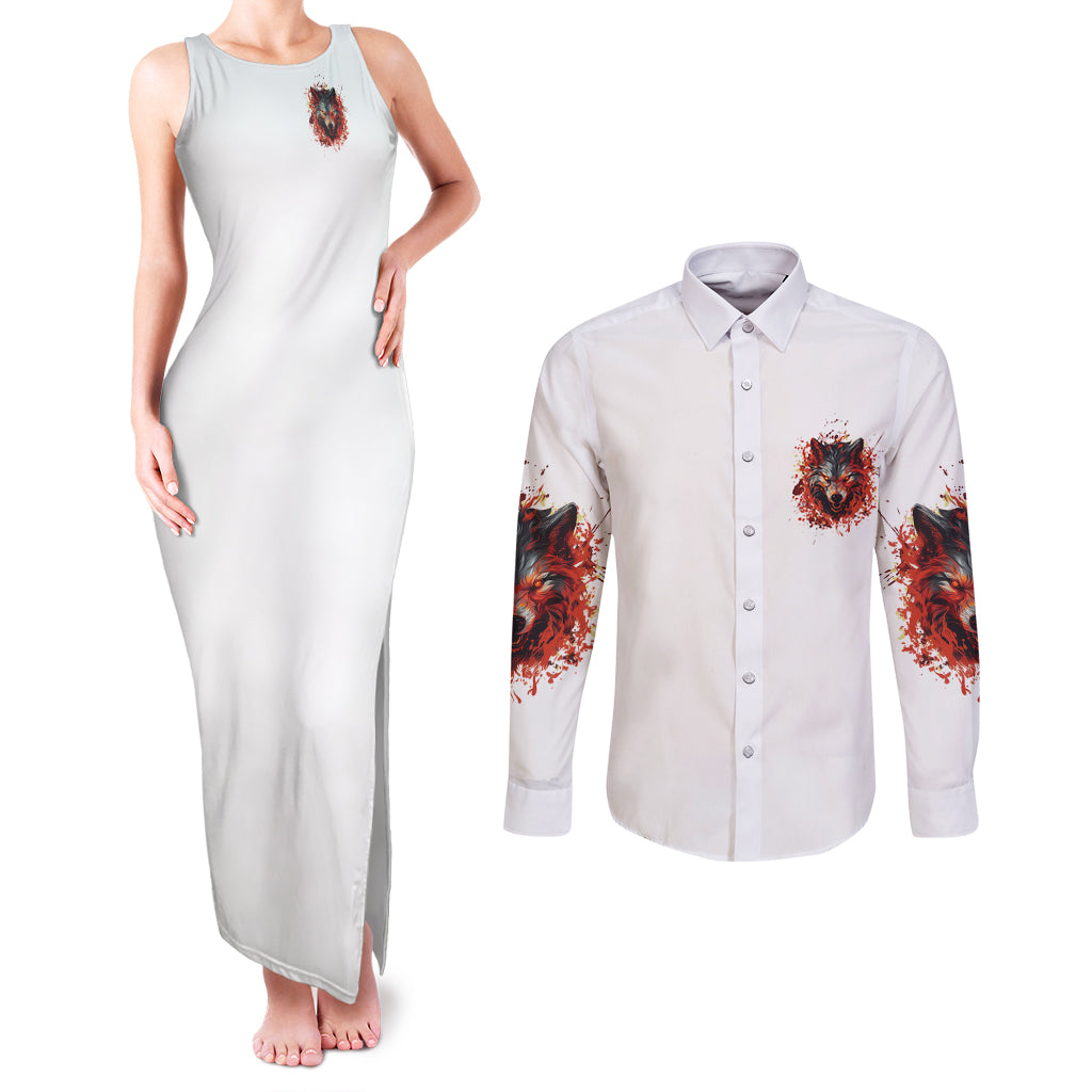 Judge Me When Wolf Couples Matching Tank Maxi Dress and Long Sleeve Button Shirt - Wonder Print Shop