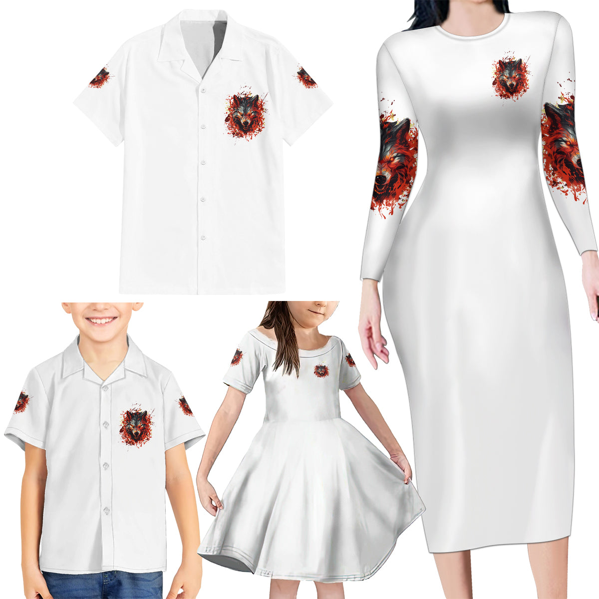 Judge Me When Wolf Family Matching Long Sleeve Bodycon Dress and Hawaiian Shirt - Wonder Print Shop