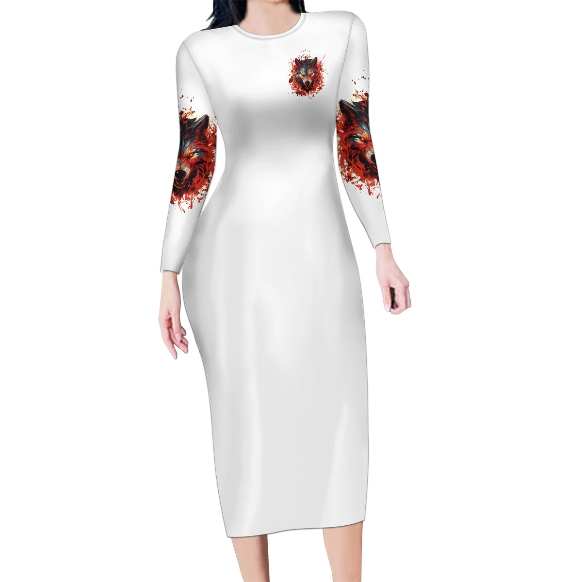 Judge Me When Wolf Family Matching Long Sleeve Bodycon Dress and Hawaiian Shirt - Wonder Print Shop