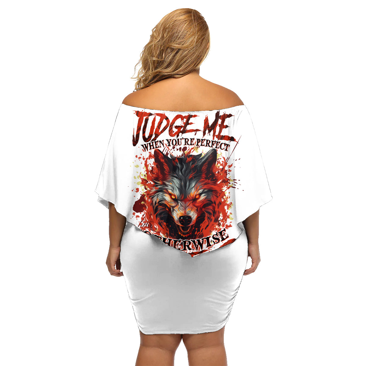 Judge Me When Wolf Family Matching Off Shoulder Short Dress and Hawaiian Shirt - Wonder Print Shop