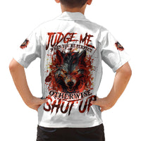 Judge Me When Wolf Family Matching Short Sleeve Bodycon Dress and Hawaiian Shirt - Wonder Print Shop