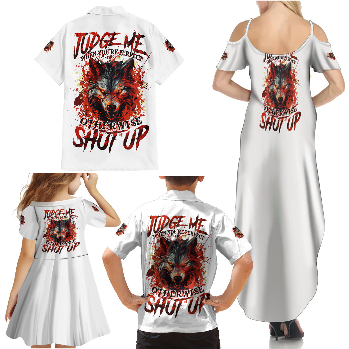 Judge Me When Wolf Family Matching Summer Maxi Dress and Hawaiian Shirt - Wonder Print Shop