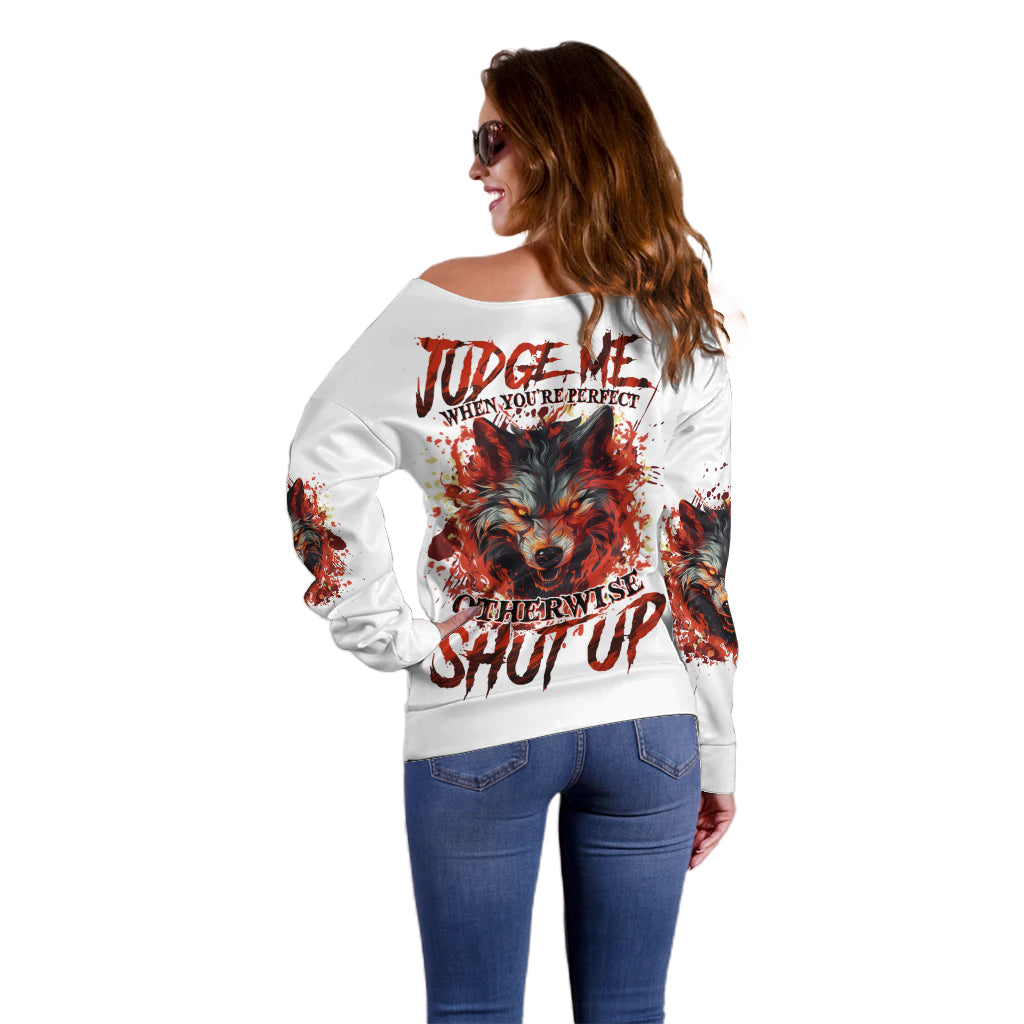 Judge Me When Wolf Off Shoulder Sweater - Wonder Print Shop
