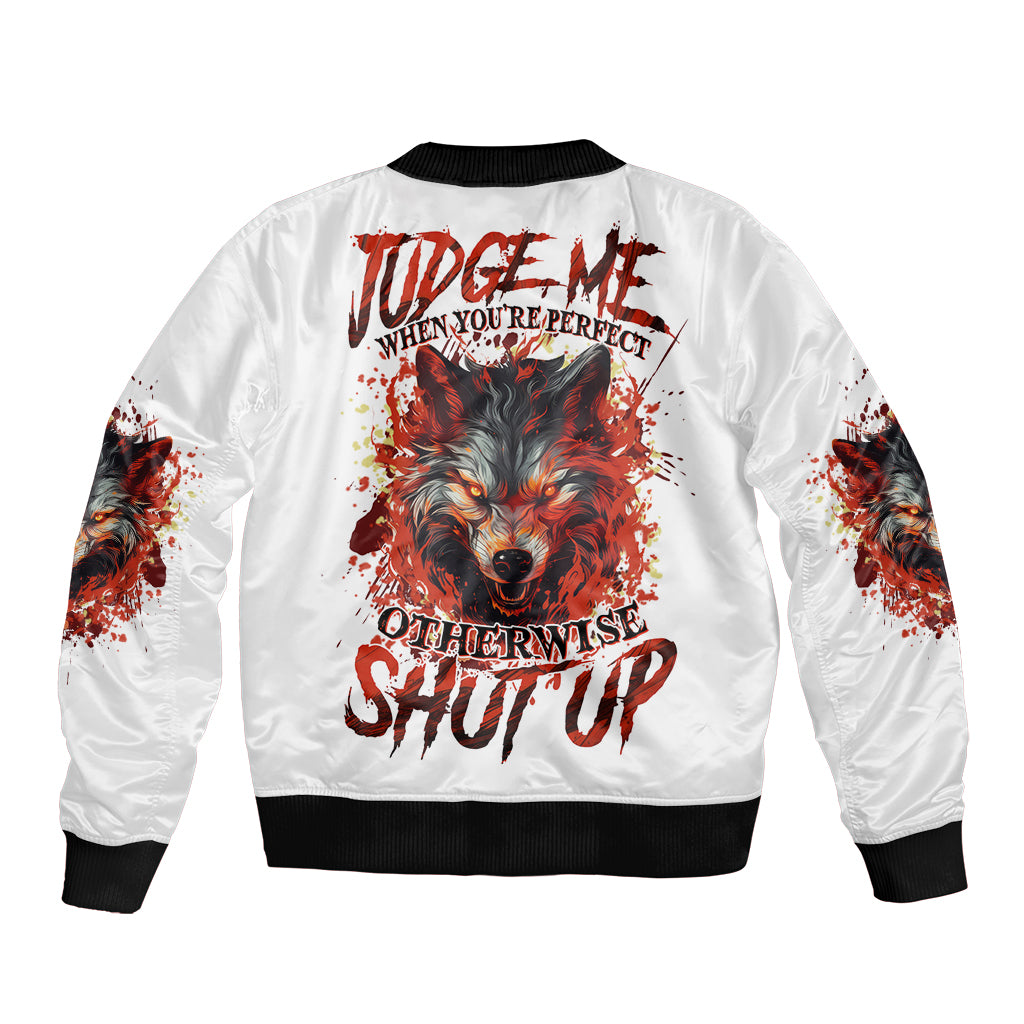 Judge Me When Wolf Sleeve Zip Bomber Jacket - Wonder Print Shop
