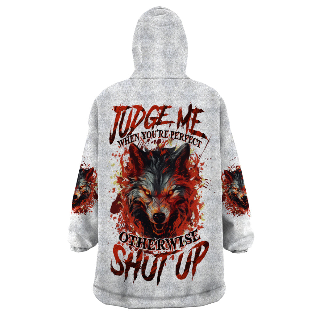 Judge Me When Wolf Wearable Blanket Hoodie - Wonder Print Shop