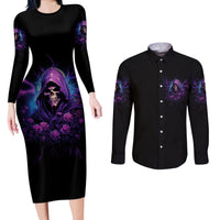 My Attitude Is Having Technical Problems Couples Matching Long Sleeve Bodycon Dress and Long Sleeve Button Shirt - Wonder Print Shop