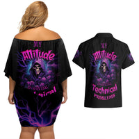 My Attitude Is Having Technical Problems Couples Matching Off Shoulder Short Dress and Hawaiian Shirt - Wonder Print Shop