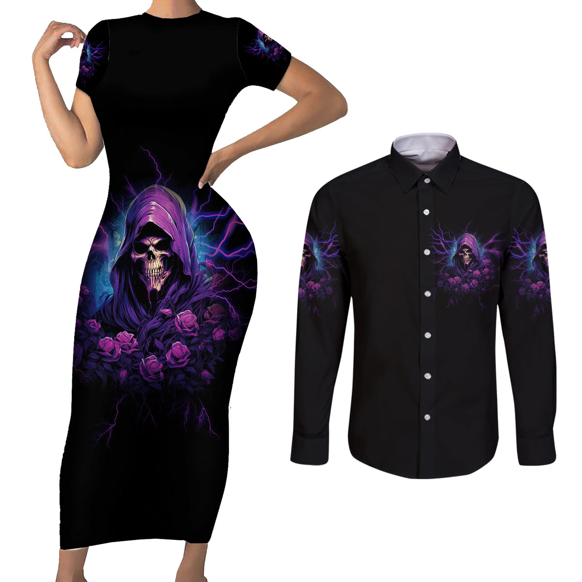 My Attitude Is Having Technical Problems Couples Matching Short Sleeve Bodycon Dress and Long Sleeve Button Shirt - Wonder Print Shop