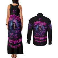 My Attitude Is Having Technical Problems Couples Matching Tank Maxi Dress and Long Sleeve Button Shirt - Wonder Print Shop