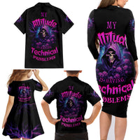 My Attitude Is Having Technical Problems Family Matching Long Sleeve Bodycon Dress and Hawaiian Shirt - Wonder Print Shop