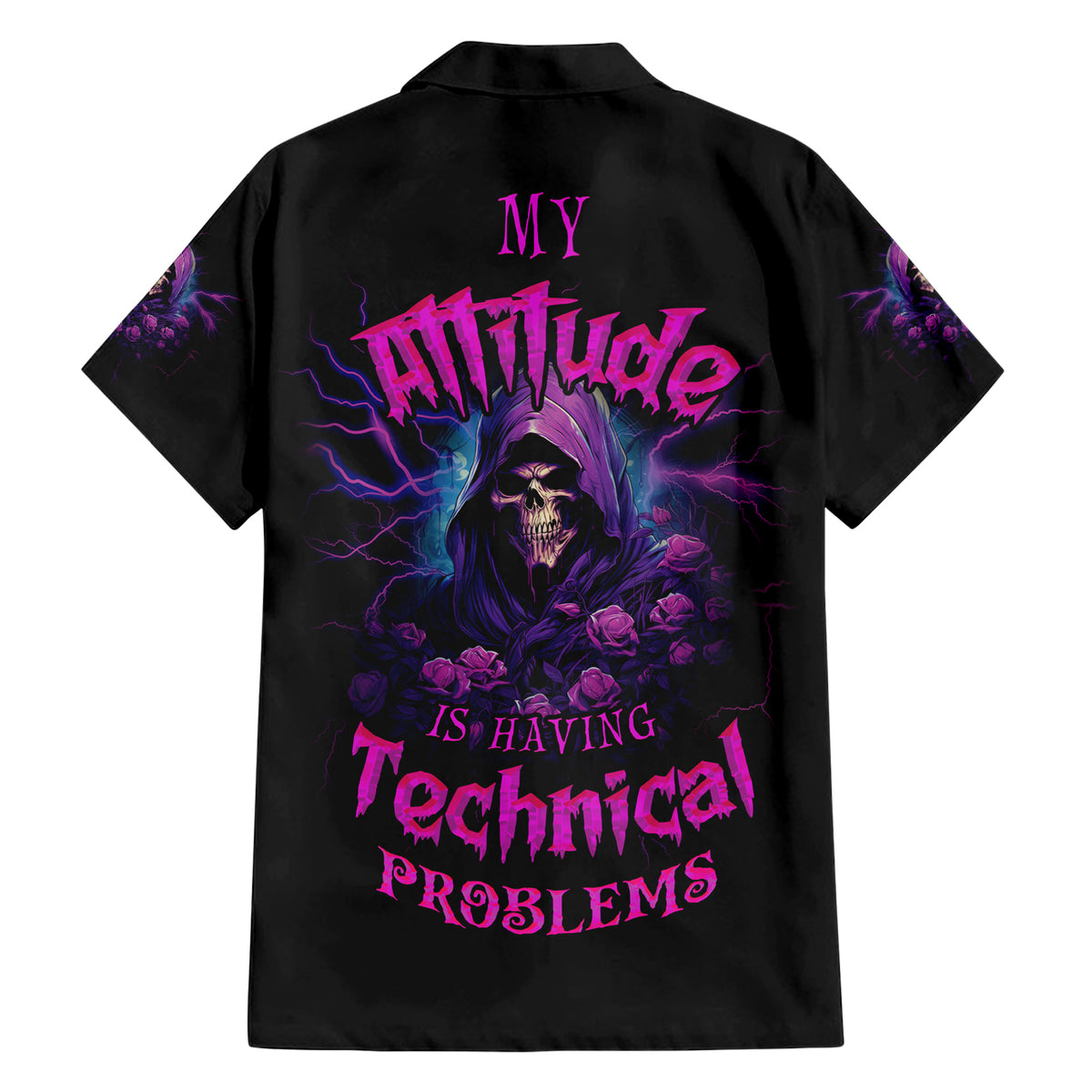 My Attitude Is Having Technical Problems Family Matching Short Sleeve Bodycon Dress and Hawaiian Shirt - Wonder Print Shop