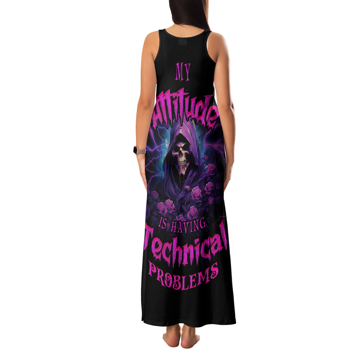 My Attitude Is Having Technical Problems Family Matching Tank Maxi Dress and Hawaiian Shirt - Wonder Print Shop