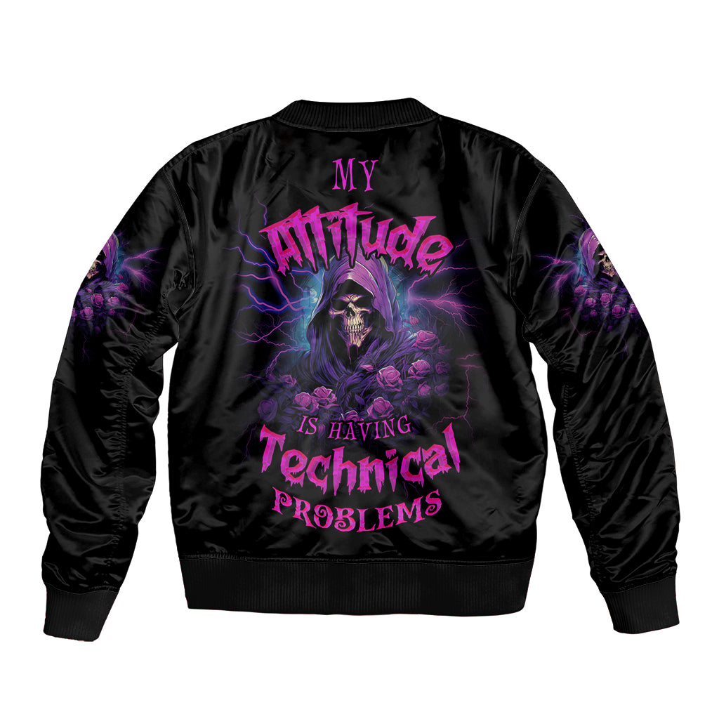 My Attitude Is Having Technical Problems Sleeve Zip Bomber Jacket - Wonder Print Shop