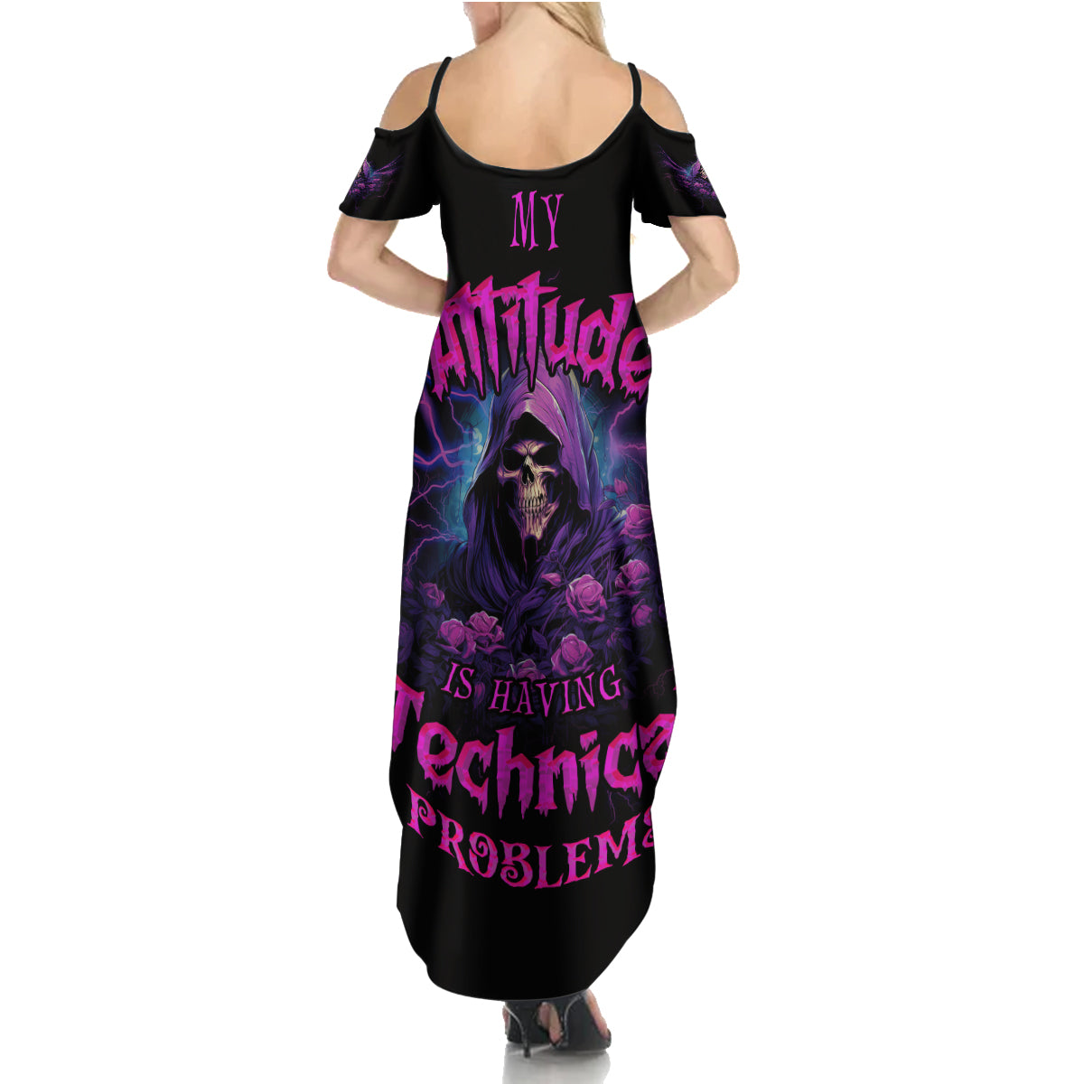 My Attitude Is Having Technical Problems Summer Maxi Dress - Wonder Print Shop
