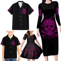 Can You See The F You Skull Rose Family Matching Long Sleeve Bodycon Dress and Hawaiian Shirt - Wonder Print Shop