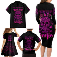 Can You See The F You Skull Rose Family Matching Long Sleeve Bodycon Dress and Hawaiian Shirt - Wonder Print Shop