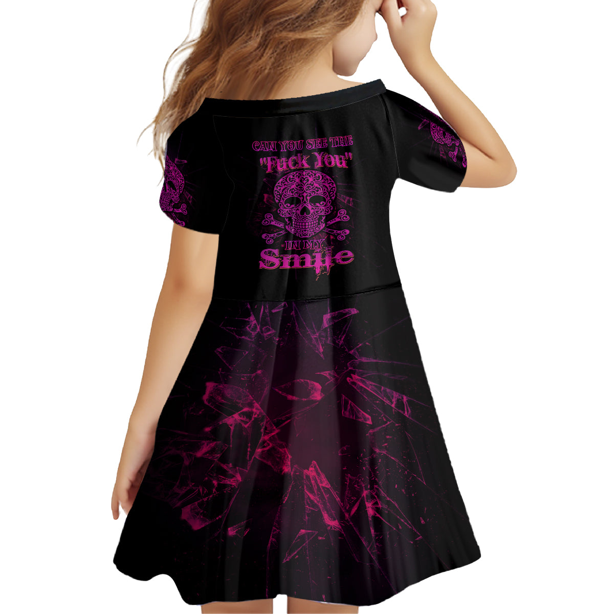 Can You See The F You Skull Rose Family Matching Off Shoulder Long Sleeve Dress and Hawaiian Shirt - Wonder Print Shop