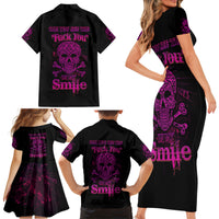 Can You See The F You Skull Rose Family Matching Short Sleeve Bodycon Dress and Hawaiian Shirt - Wonder Print Shop