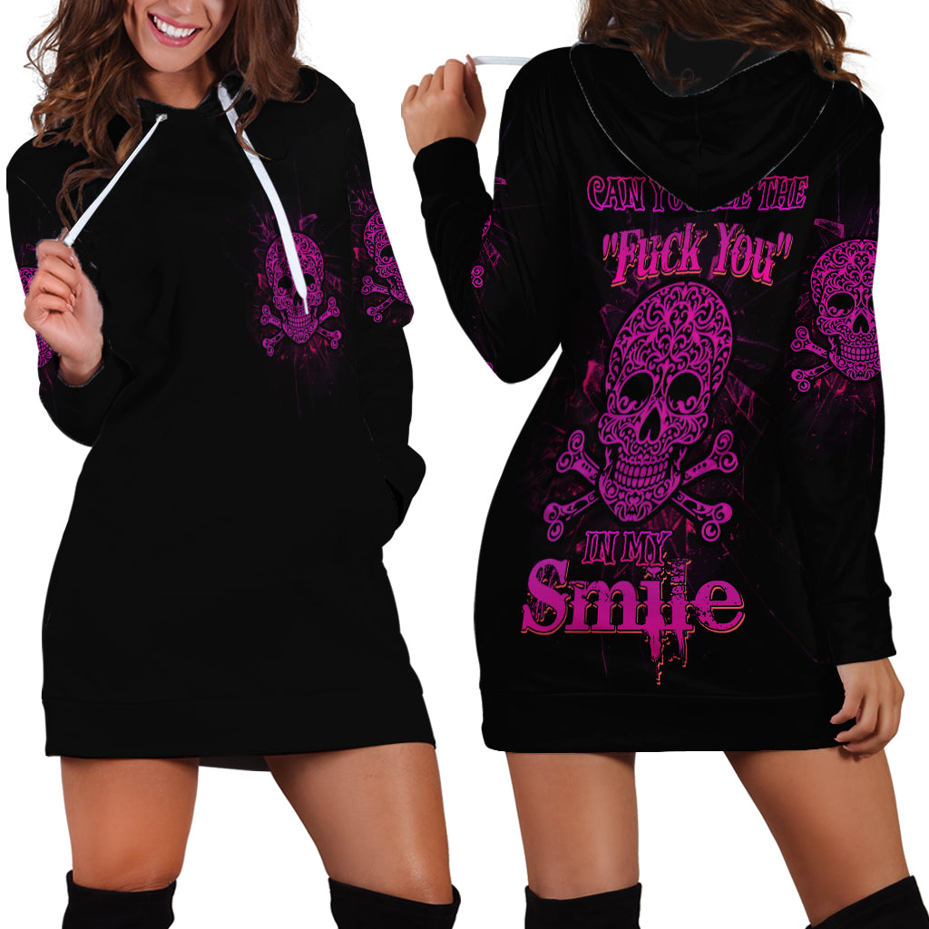 Can You See The F You Skull Rose Hoodie Dress - Wonder Print Shop