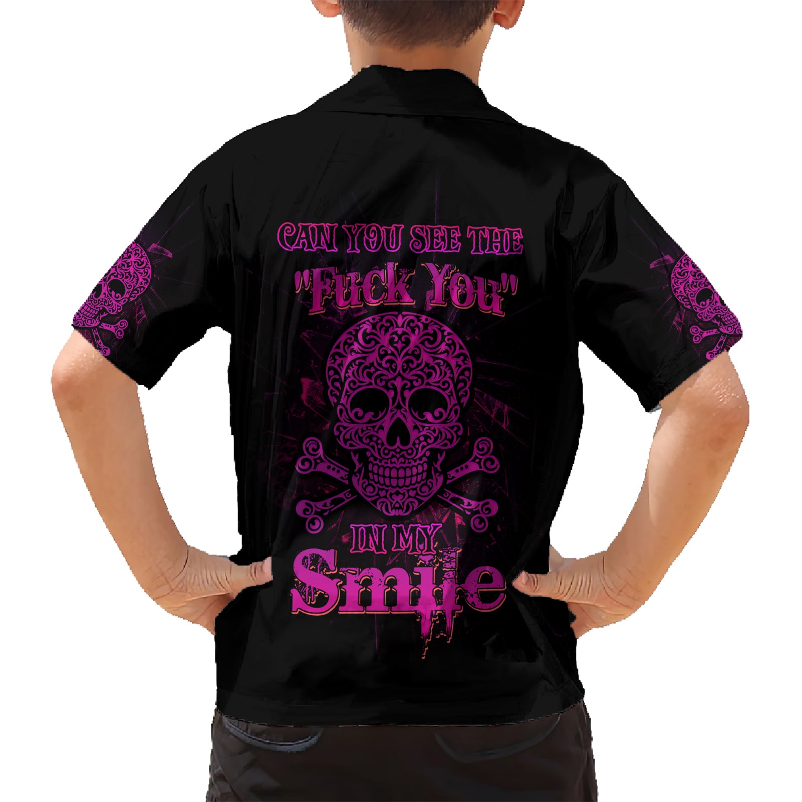 Can You See The F You Skull Rose Kid Hawaiian Shirt - Wonder Print Shop