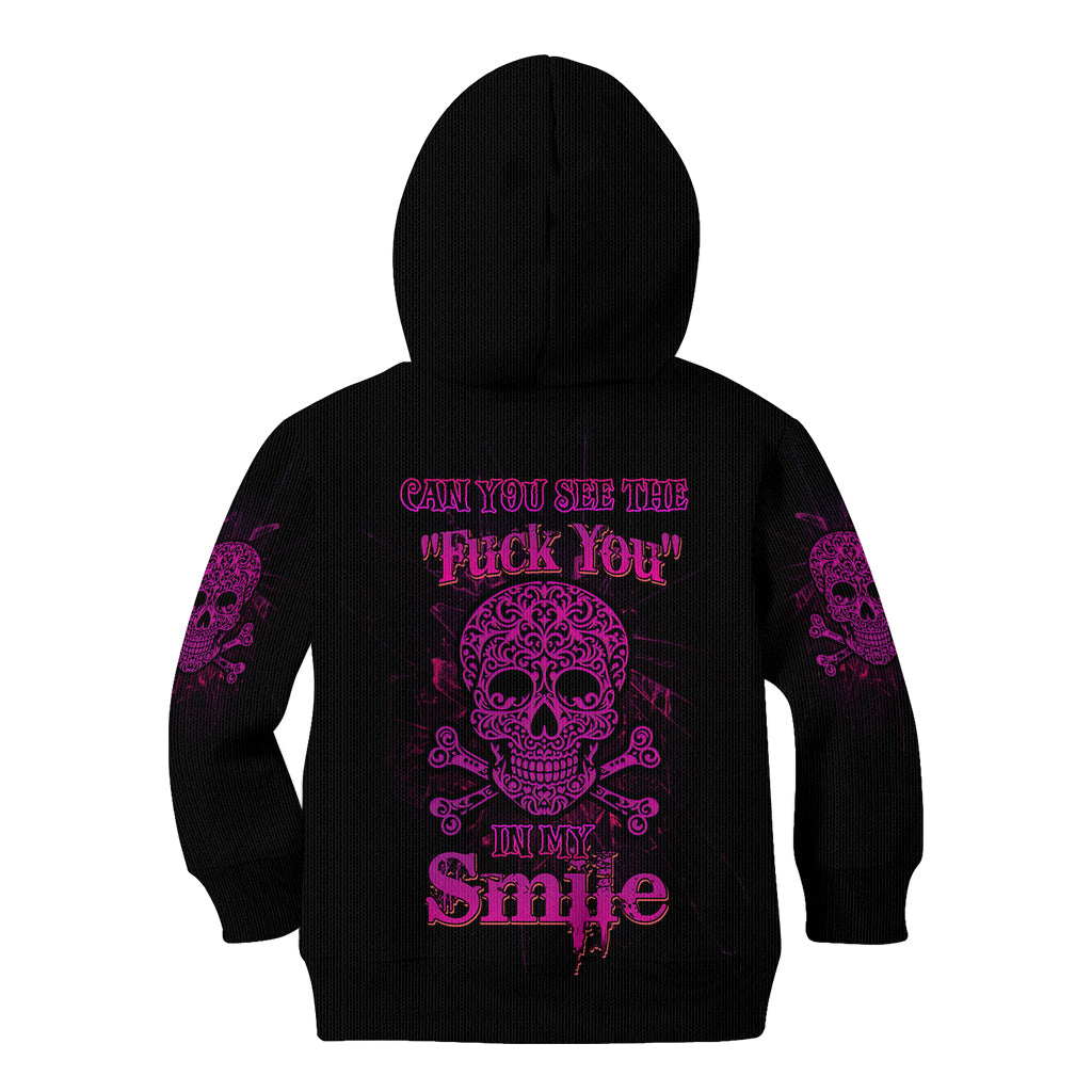 Can You See The F You Skull Rose Kid Hoodie - Wonder Print Shop