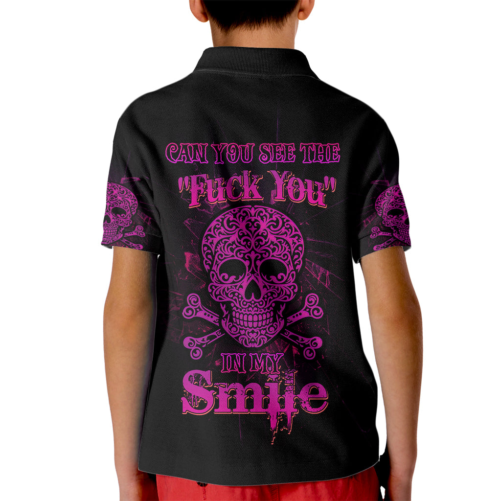 Can You See The F You Skull Rose Kid Polo Shirt - Wonder Print Shop