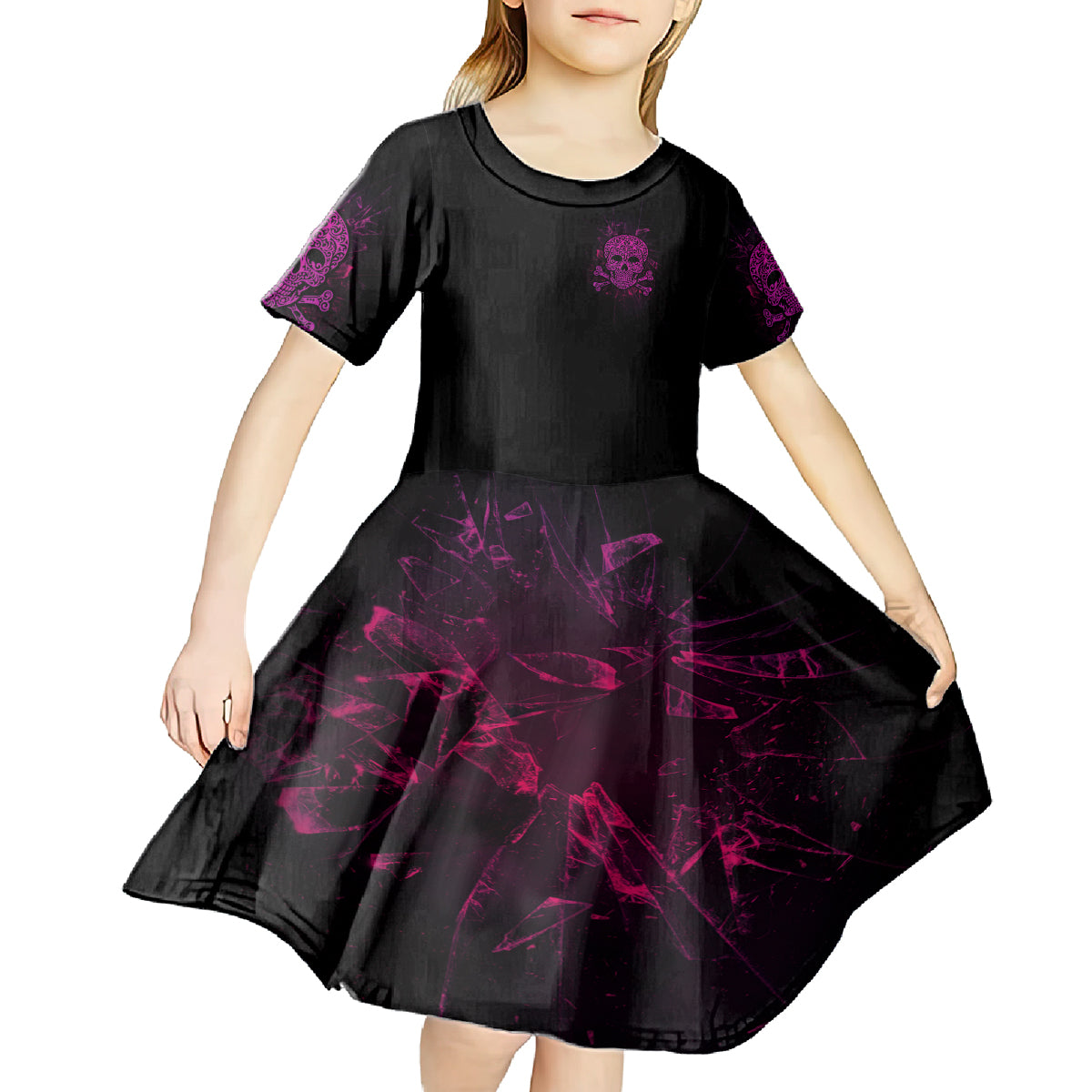 Can You See The F You Skull Rose Kid Short Sleeve Dress - Wonder Print Shop