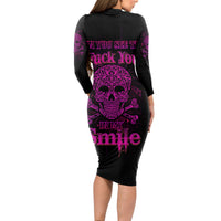 Can You See The F You Skull Rose Long Sleeve Bodycon Dress - Wonder Print Shop