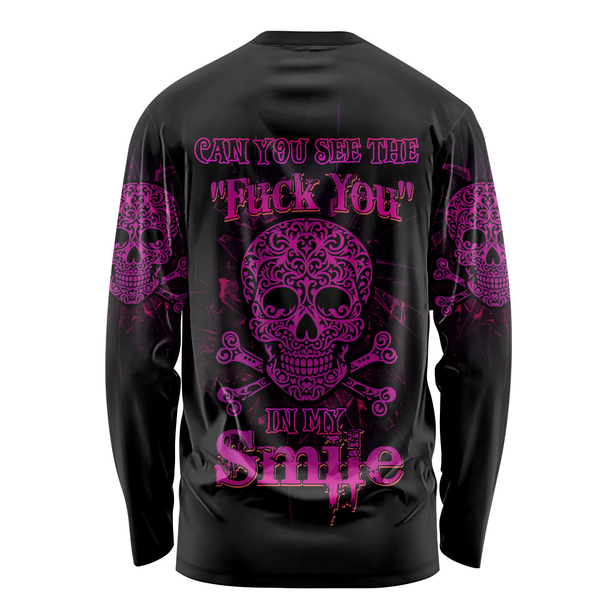 Can You See The F You Skull Rose Long Sleeve Shirt - Wonder Print Shop