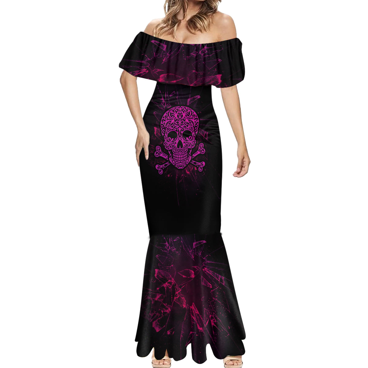 Can You See The F You Skull Rose Mermaid Dress - Wonder Print Shop