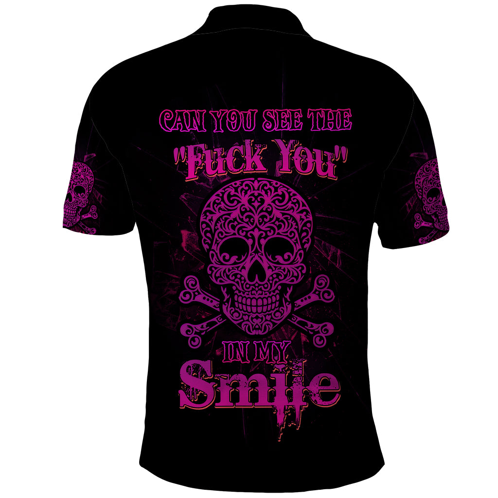Can You See The F You Skull Rose Polo Shirt - Wonder Print Shop
