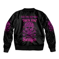 Can You See The F You Skull Rose Sleeve Zip Bomber Jacket - Wonder Print Shop