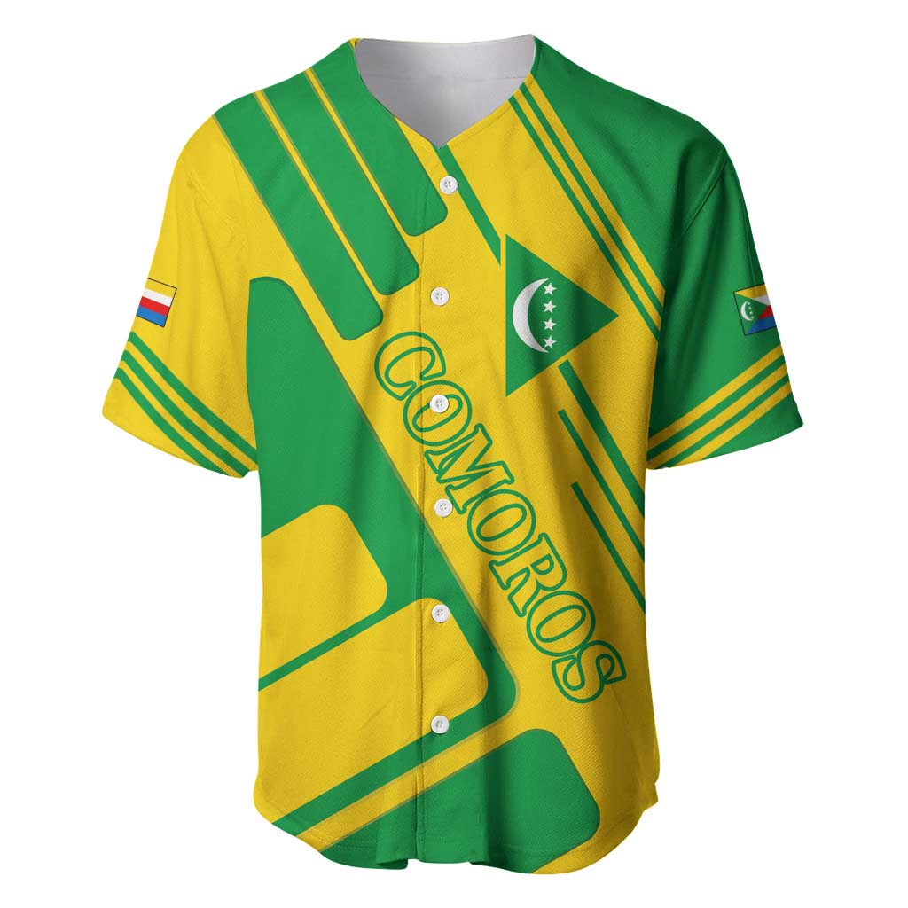 Comoros Flag Baseball Jersey with Green and Yellow Design and National Emblem