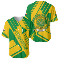 Comoros Flag Baseball Jersey with Green and Yellow Design and National Emblem