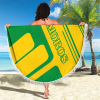 Comoros Flag Beach Blanket with Green and Yellow Design and National Emblem