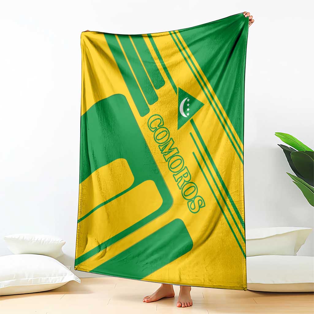Comoros Flag Blanket with Green and Yellow Design and National Emblem