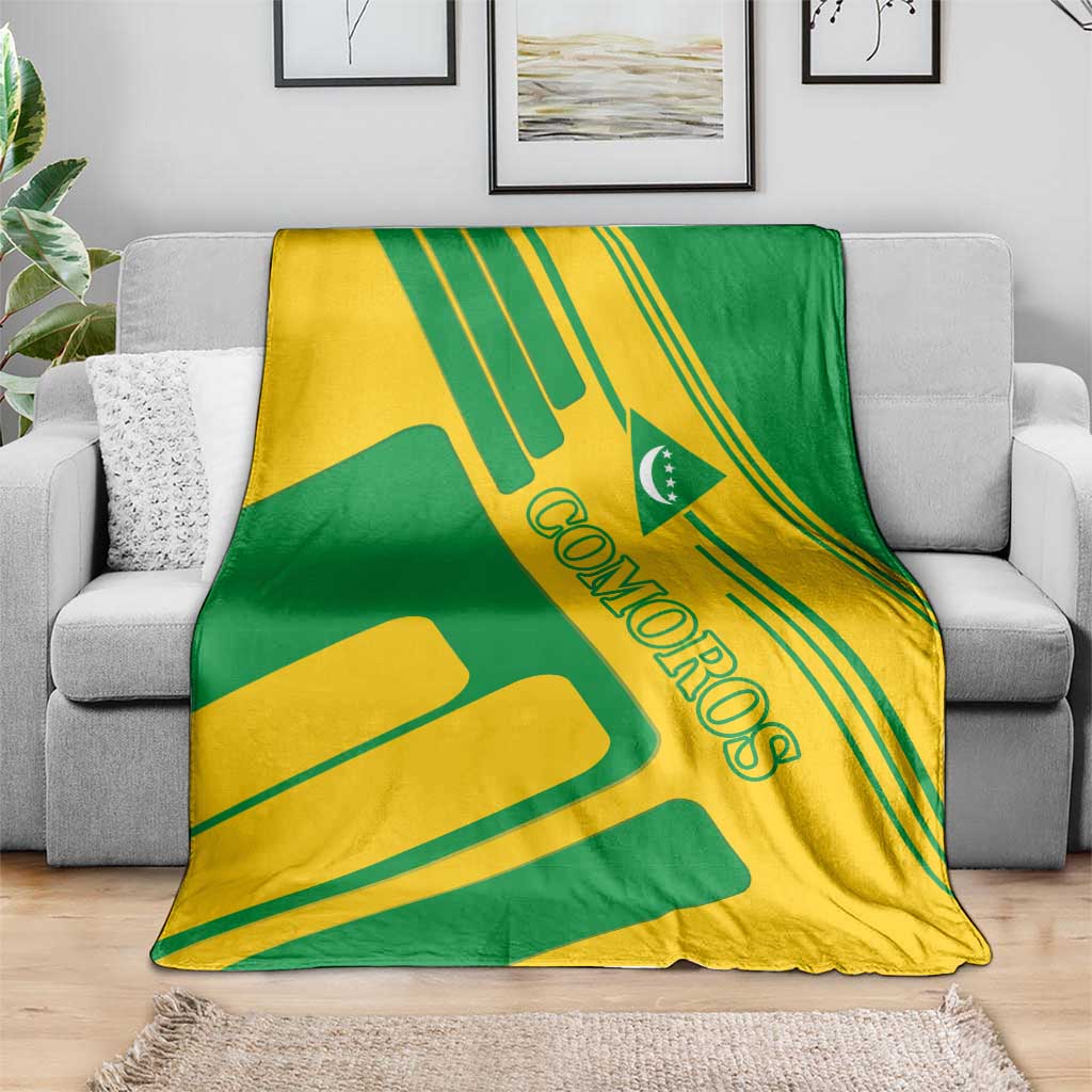 Comoros Flag Blanket with Green and Yellow Design and National Emblem