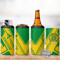 Comoros Flag 4 in 1 Can Cooler Tumbler with Green and Yellow Design and National Emblem