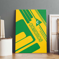 Comoros Flag Canvas Wall Art with Green and Yellow Design and National Emblem