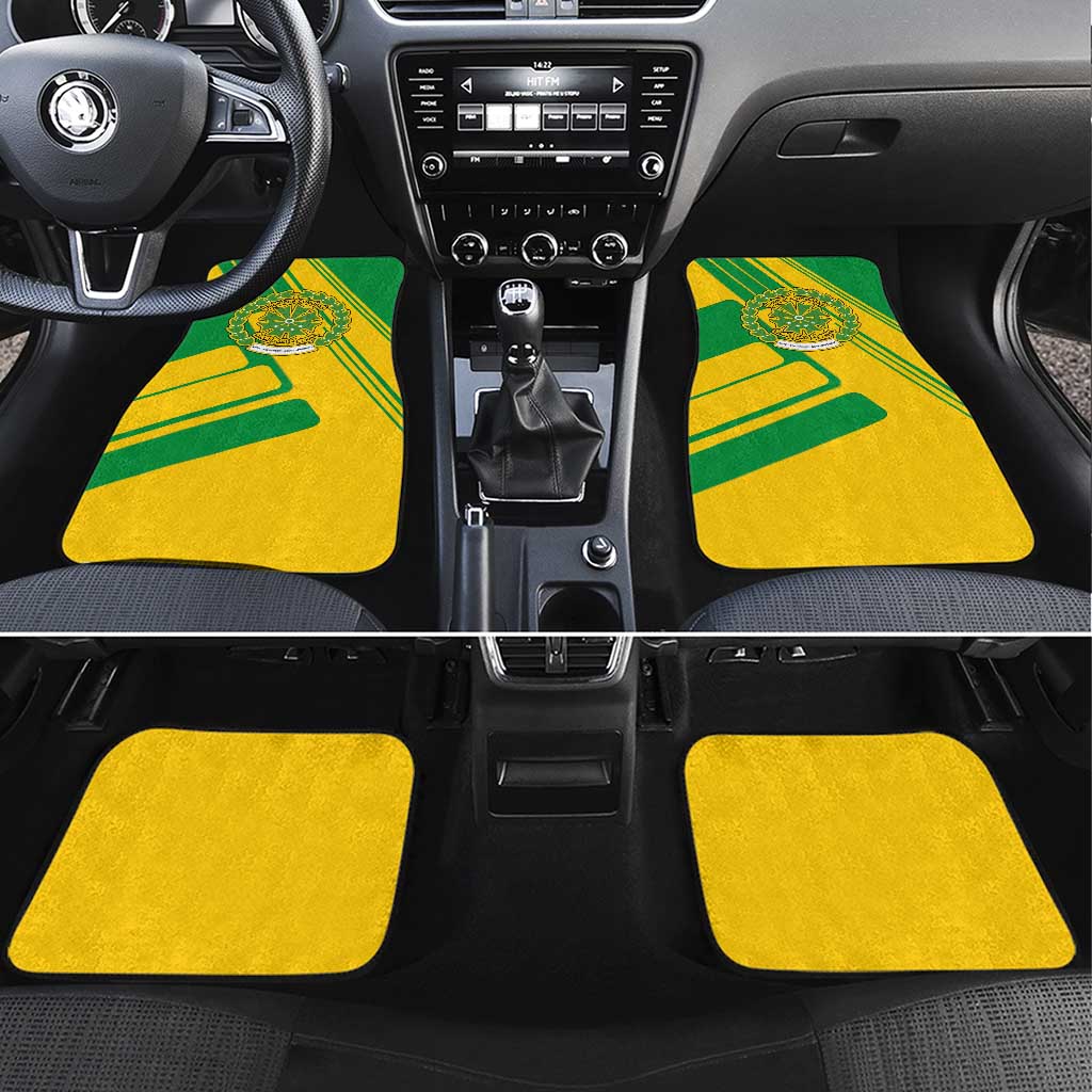 Comoros Flag Car Mats with Green and Yellow Design and National Emblem