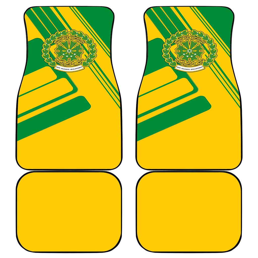 Comoros Flag Car Mats with Green and Yellow Design and National Emblem