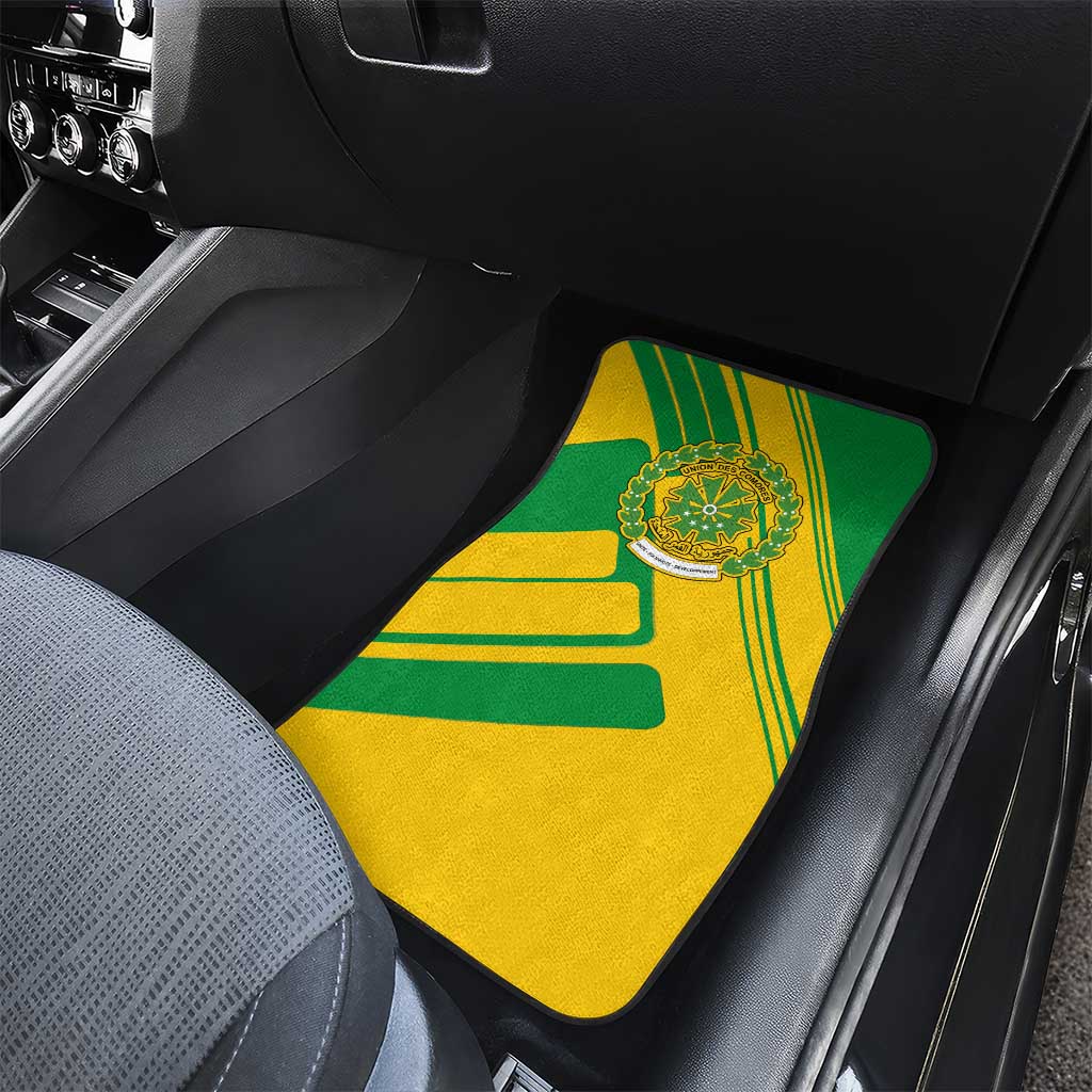 Comoros Flag Car Mats with Green and Yellow Design and National Emblem