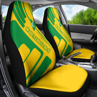 Comoros Flag Car Seat Cover with Green and Yellow Design and National Emblem