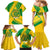 Comoros Flag Family Matching Mermaid Dress and Hawaiian Shirt with Green and Yellow Design and National Emblem