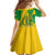 Comoros Flag Family Matching Off Shoulder Maxi Dress and Hawaiian Shirt with Green and Yellow Design and National Emblem