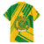 Comoros Flag Family Matching Off Shoulder Maxi Dress and Hawaiian Shirt with Green and Yellow Design and National Emblem