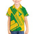 Comoros Flag Family Matching Short Sleeve Bodycon Dress and Hawaiian Shirt with Green and Yellow Design and National Emblem