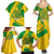 Comoros Flag Family Matching Summer Maxi Dress and Hawaiian Shirt with Green and Yellow Design and National Emblem